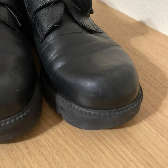 Vintage 90s Aposthrophe Black Leather Chucky Shoes with buckle size 6.5 - Picture 12 of 16